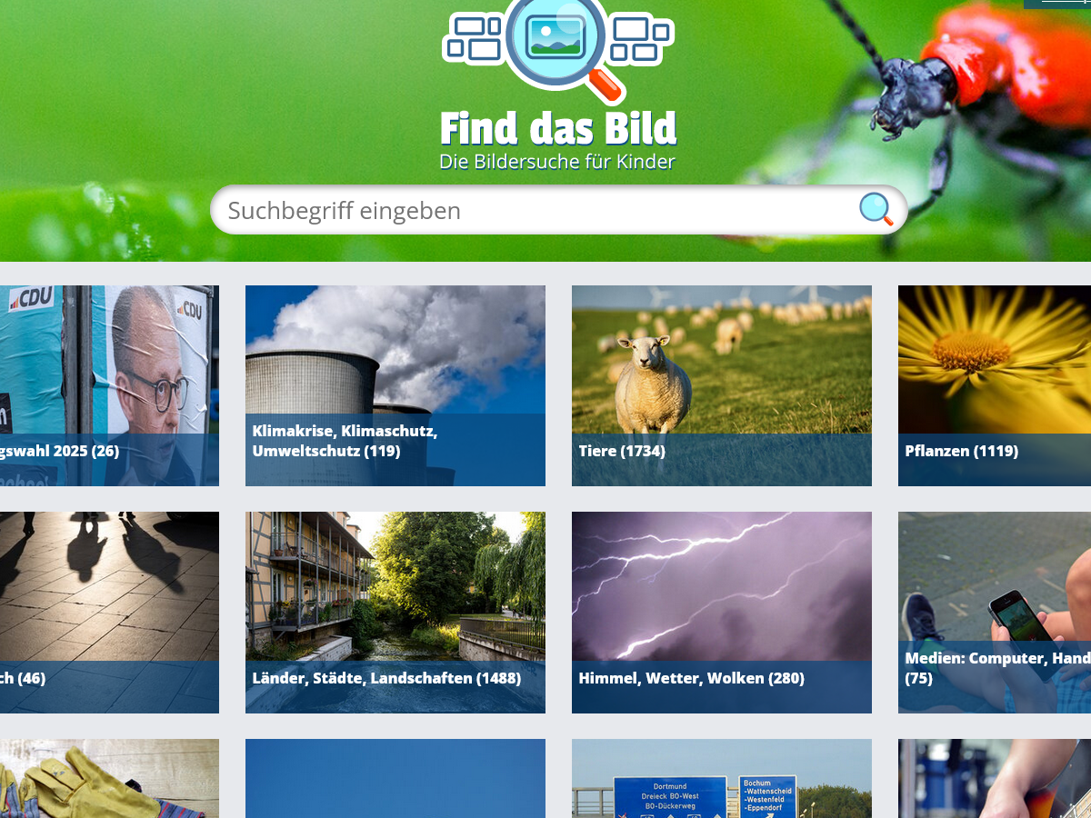 Man sieht die Website.