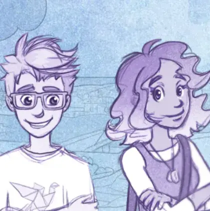 Man sieht zwei gezeichnete Kinder.