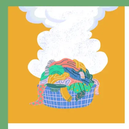 Man sieht einen gezeichneten Wäscheberg.