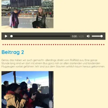 Man sieht Kinder bei einer Flughafenführung.