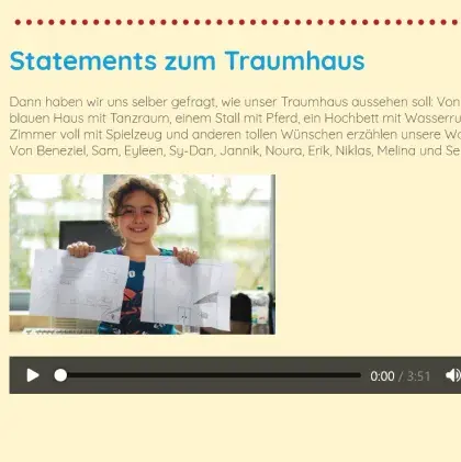 Man sieht ein Kind mit Zeichnungen.