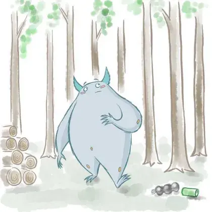 Kit Klimamonster zwischen Bäumen