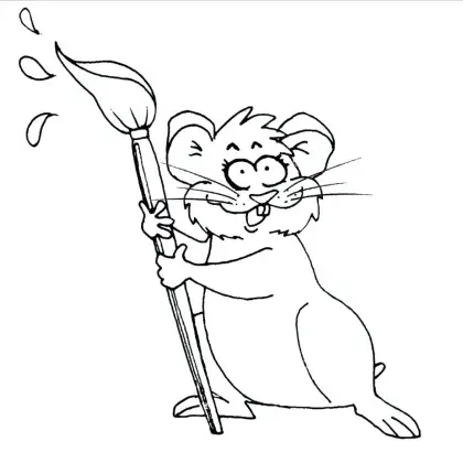Man sieht eine Malvorlage mit dem Hamster Konstantin.