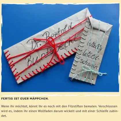 Man sieht ein gebasteltes Mäppchen.