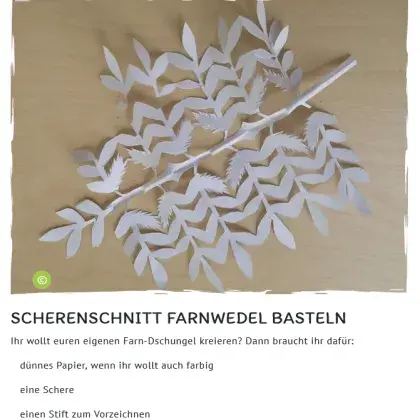Man sieht einen Farn aus Scherenschnitt.