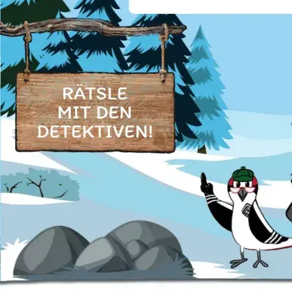 Man sieht eine Übersicht der Seite und einen eine Elster.