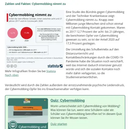 Praxishilfe: Cybermobbing und Schule