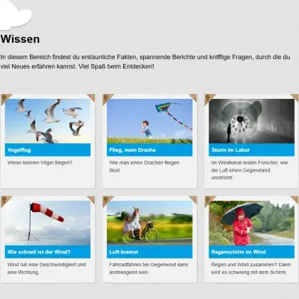 Man sieht eine Übersicht verschiedener Artikel zum Thema Luft.