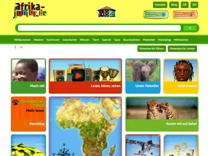 Man sieht die Website.