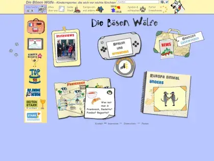 Man sieht die Website.