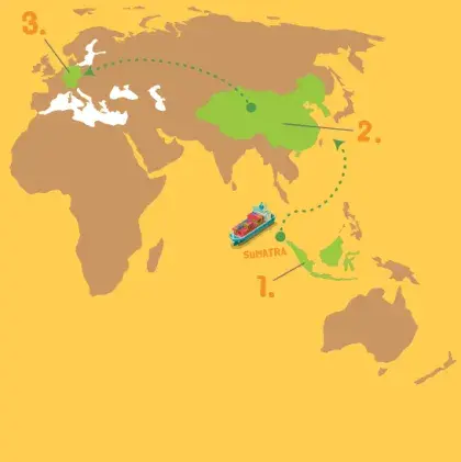 Man sieht einen Ausschnitt einer Weltkarte.