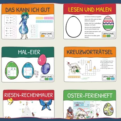 Man sieht eine Übersicht von Arbeitsblättern.