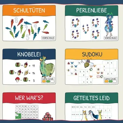 Man sieht eine Übersicht von Arbeitsblättern.