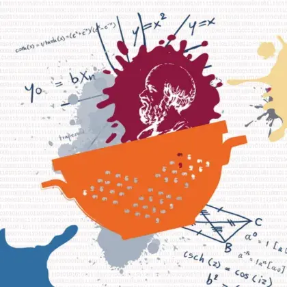 Man sieht ein gezeichnetes Bild mit einem menschlichen Kopf.