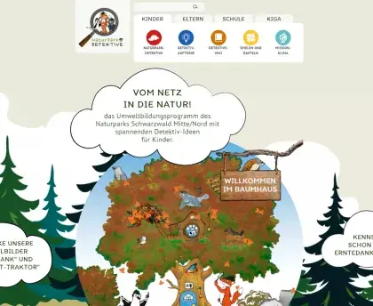 Screenshot der Startseite der Naturpark-Detektive